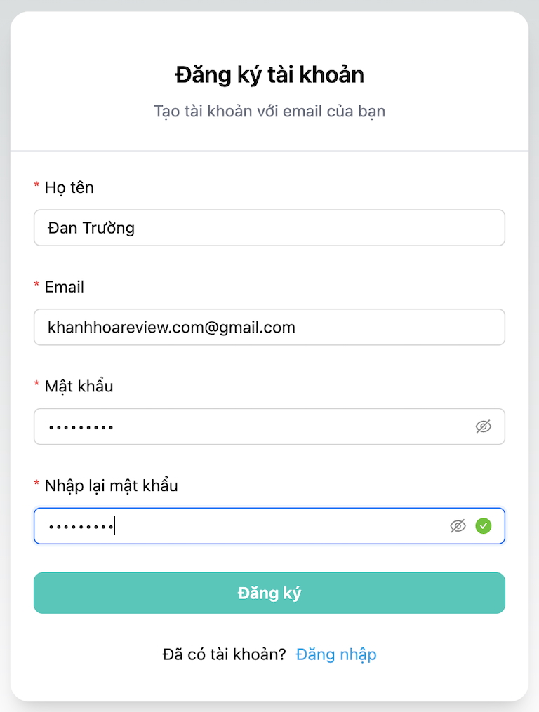 Đăng ký tài khoản Khánh Hòa Review
